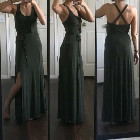 Michael Kors Dresses & Skirts - Michael Kors olive green gold maxi dress